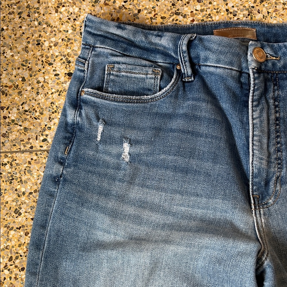 Kut from the Kloth Distressed Light Blue Wide Leg Jeans - Picture 3 of 6